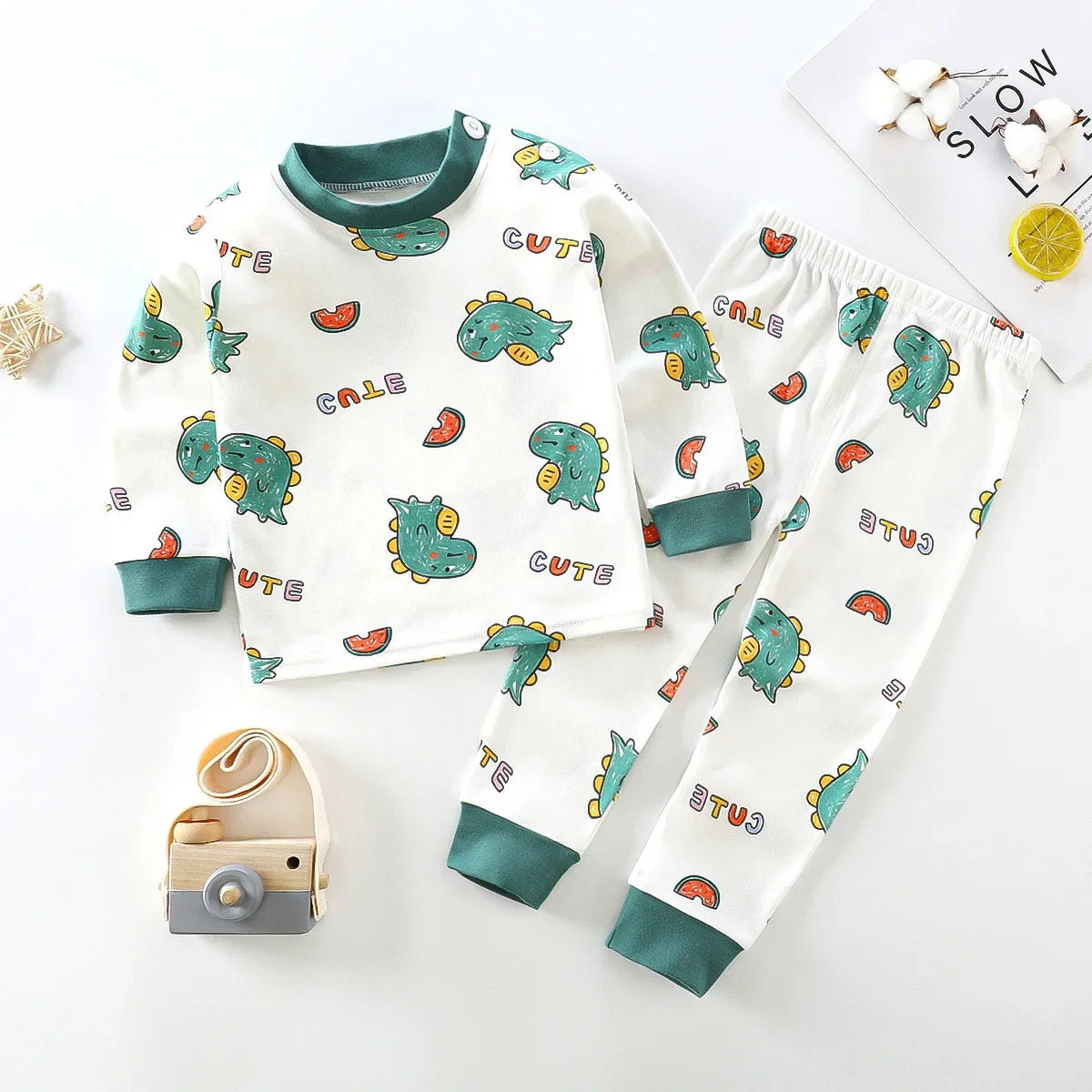Cartoon Kid Sets2023Cotton Baby Girl Clothes Cute Animal Sets Girl  Top+pant Sets Toddler Clothing Baby Boy Clothes Pajama Pants