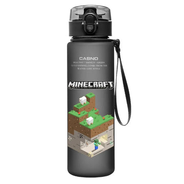 560ML Game Minecraft Pixel Style Water Cup Drinking Outdoor Steve Water Bottle Children Portable Plastic Cartoon Large Capacity